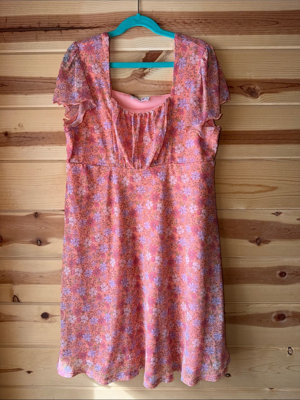 Beautees Pink and Coral Floral Casual Dress